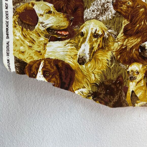 Dogs Home Decor Fabric 36"x 45" Craft Drapery Screen Print Brown Gold Novelty - Picture 10 of 14